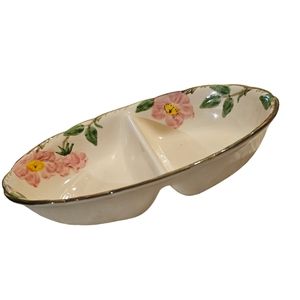 Vintage 70s 80s Franciscan Ware Desert Rose Divided Dish Gold Trim